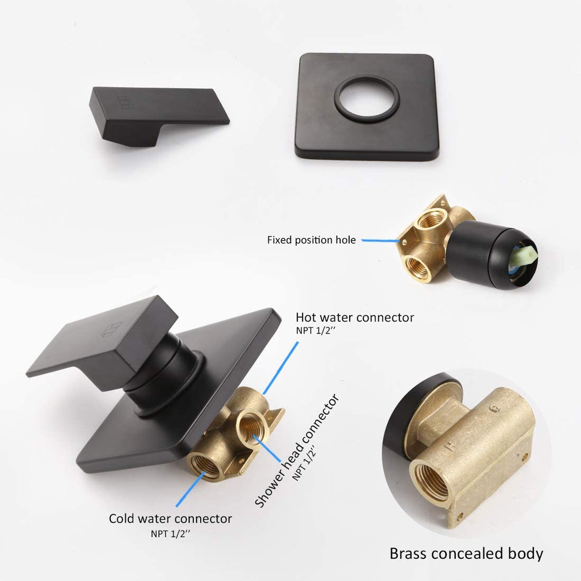 American Imaginations AI-34363 8" Black Rectangle Stainless Steel Transitional Shower Kit