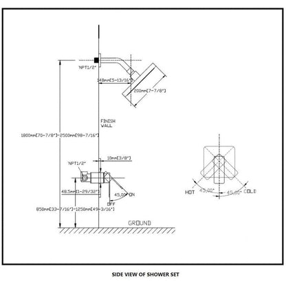 American Imaginations AI-34363 8" Black Rectangle Stainless Steel Transitional Shower Kit
