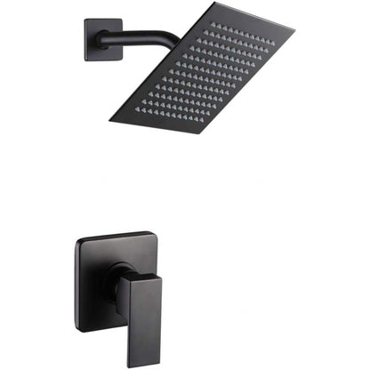 American Imaginations AI-34363 8" Black Rectangle Stainless Steel Transitional Shower Kit