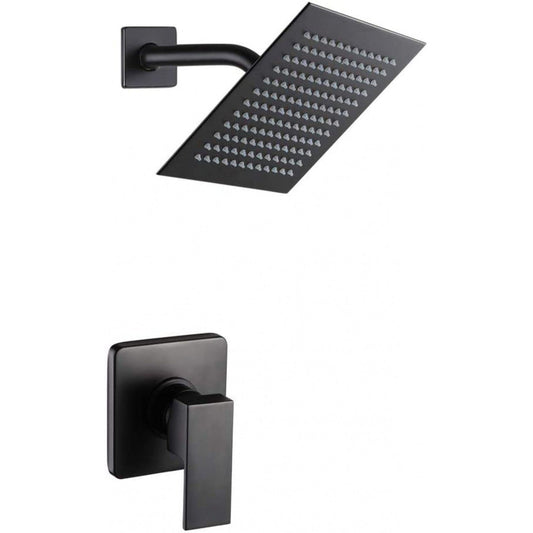 American Imaginations AI-34363 8" Black Rectangle Stainless Steel Transitional Shower Kit