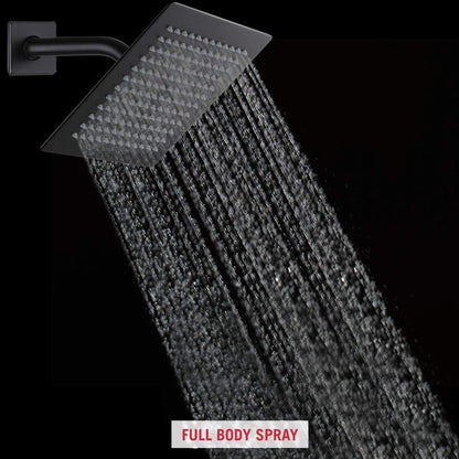American Imaginations AI-34364 8" Black Rectangle Stainless Steel Transitional Shower Kit