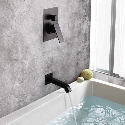 American Imaginations AI-34364 8" Black Rectangle Stainless Steel Transitional Shower Kit
