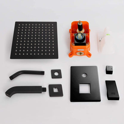 American Imaginations AI-34364 8" Black Rectangle Stainless Steel Transitional Shower Kit