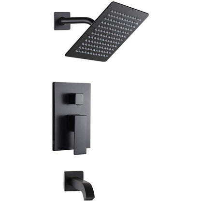 American Imaginations AI-34364 8" Black Rectangle Stainless Steel Transitional Shower Kit