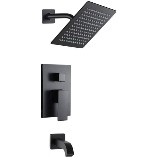 American Imaginations AI-34364 8" Black Rectangle Stainless Steel Transitional Shower Kit