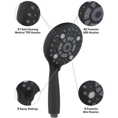 American Imaginations AI-34367 6" Black Round Stainless Steel Modern Shower Head