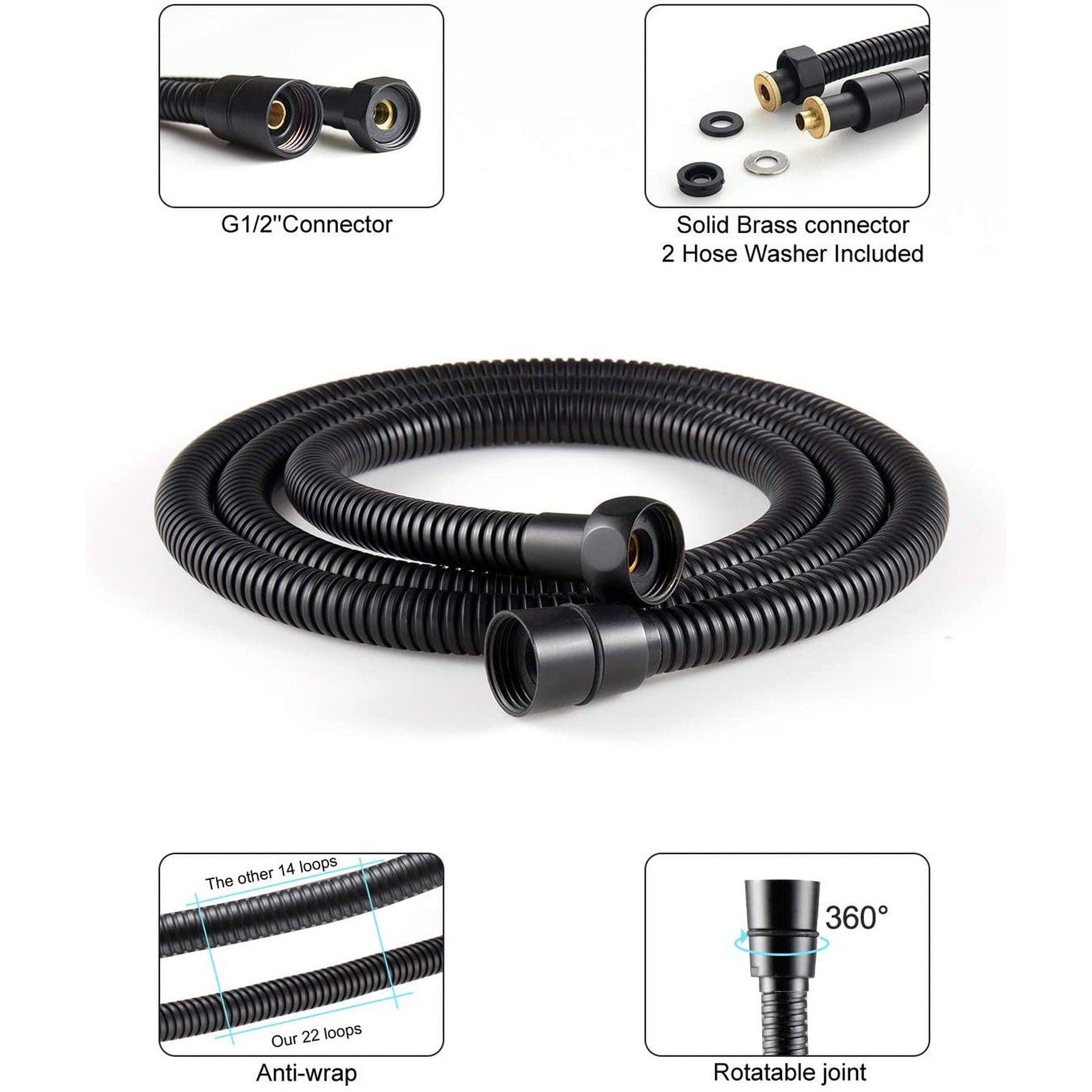 American Imaginations AI-34367 6" Black Round Stainless Steel Modern Shower Head