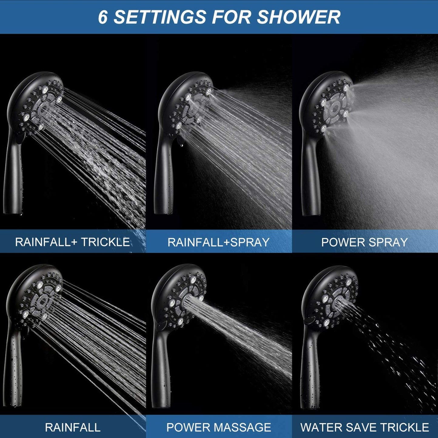 American Imaginations AI-34367 6" Black Round Stainless Steel Modern Shower Head