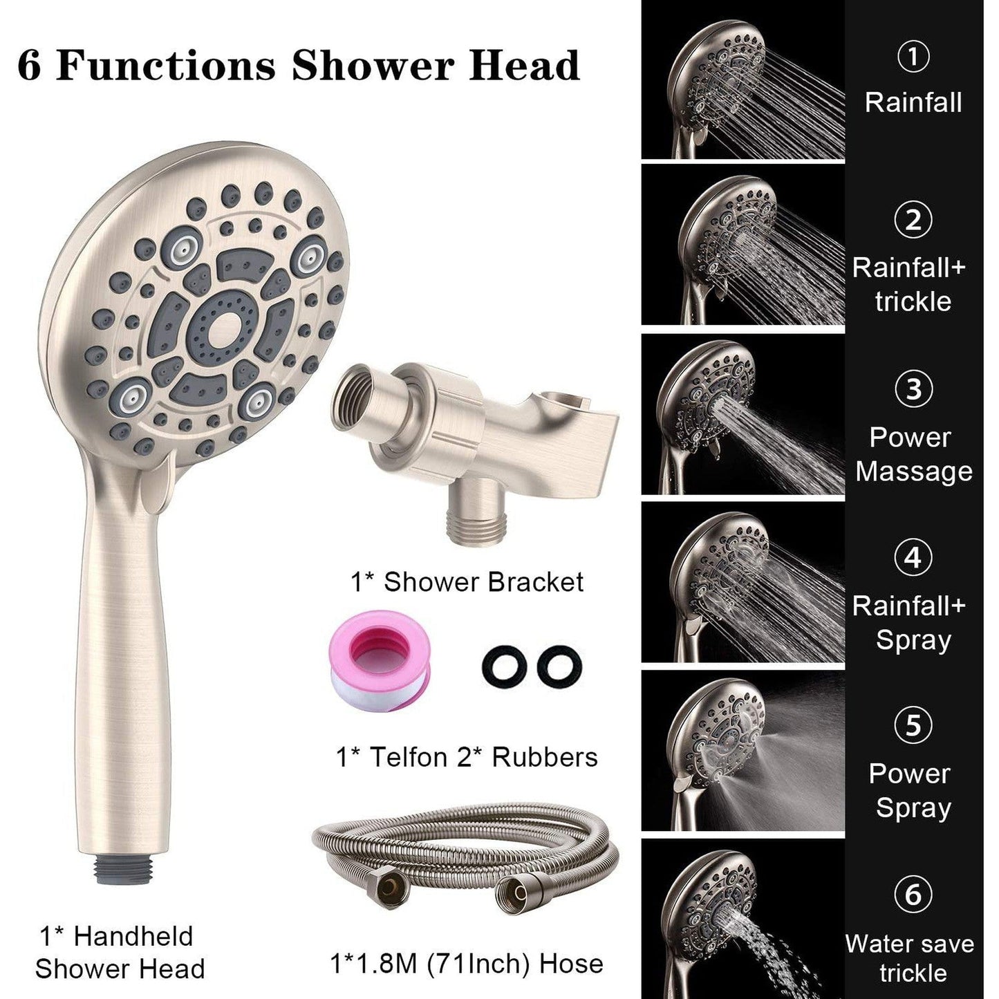 American Imaginations AI-34368 6" Brushed Nickel Round Stainless Steel Modern Shower Head