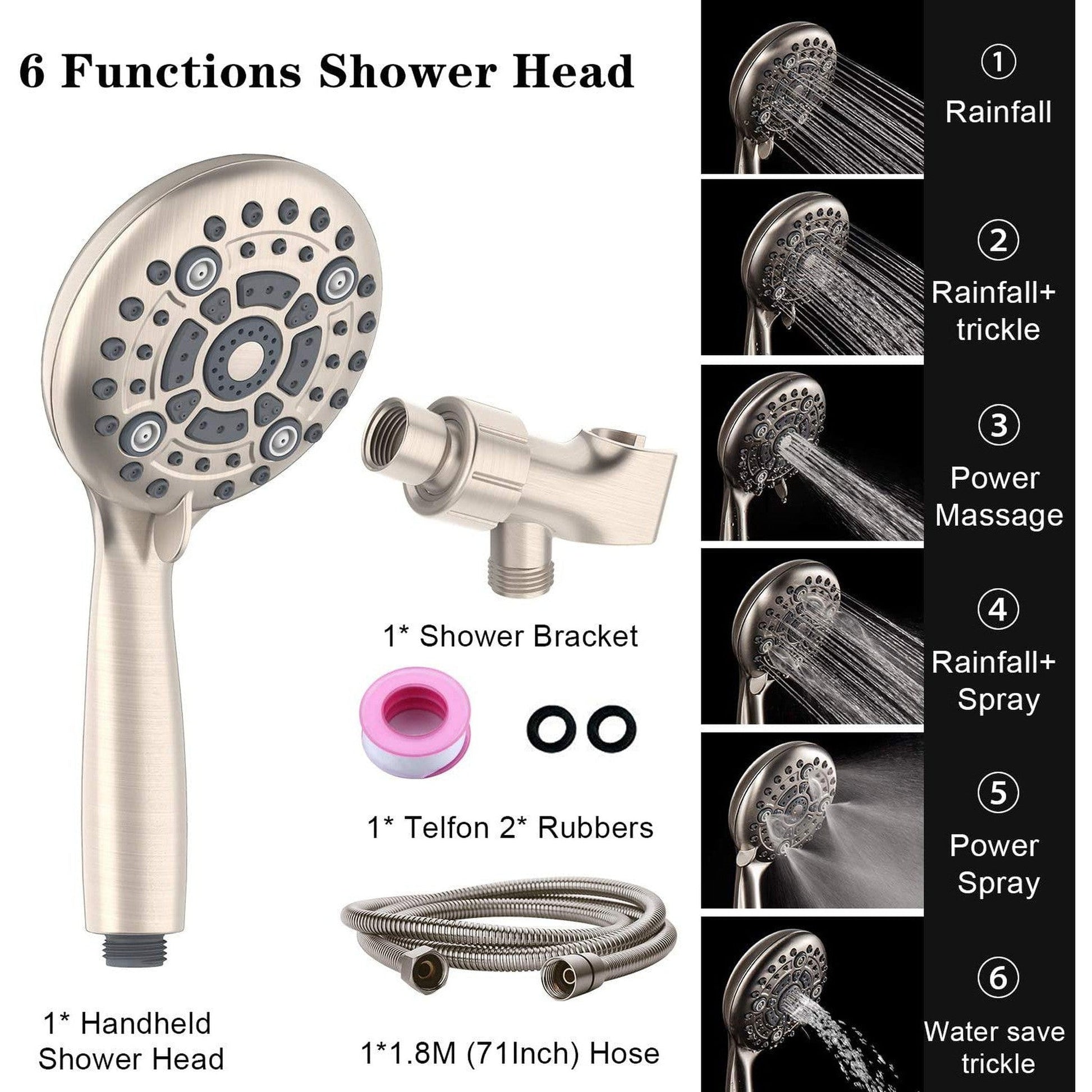 American Imaginations AI-34368 6" Brushed Nickel Round Stainless Steel Modern Shower Head