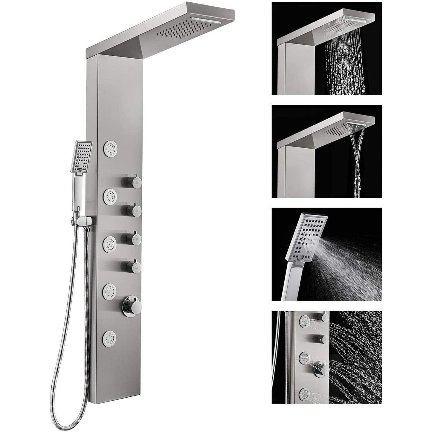 American Imaginations AI-34370 8" Brushed Stainless Steel Rectangle Stainless Steel Modern Shower Panel