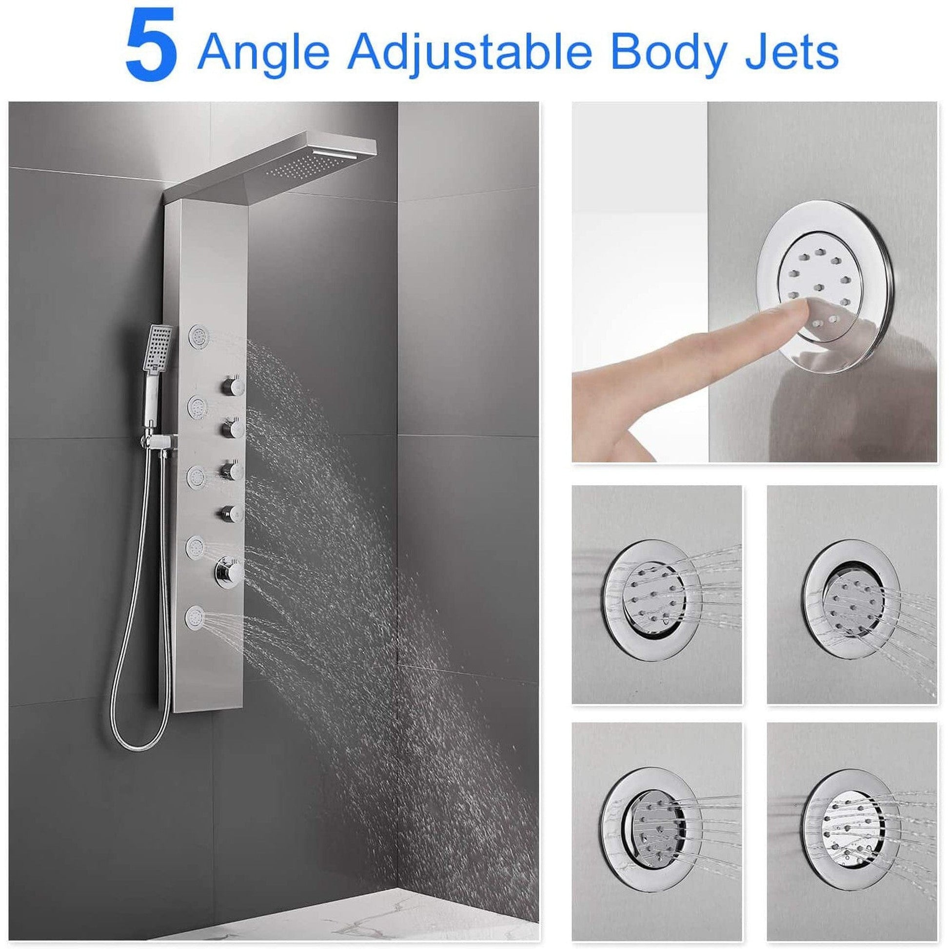American Imaginations AI-34370 8" Brushed Stainless Steel Rectangle Stainless Steel Modern Shower Panel