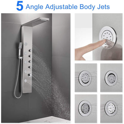 American Imaginations AI-34370 8" Brushed Stainless Steel Rectangle Stainless Steel Modern Shower Panel