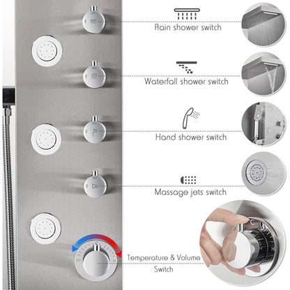 American Imaginations AI-34370 8" Brushed Stainless Steel Rectangle Stainless Steel Modern Shower Panel