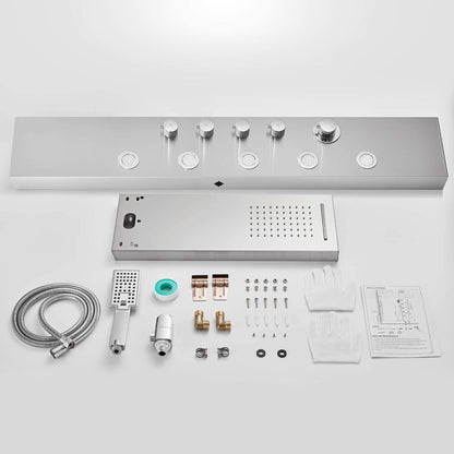 American Imaginations AI-34370 8" Brushed Stainless Steel Rectangle Stainless Steel Modern Shower Panel