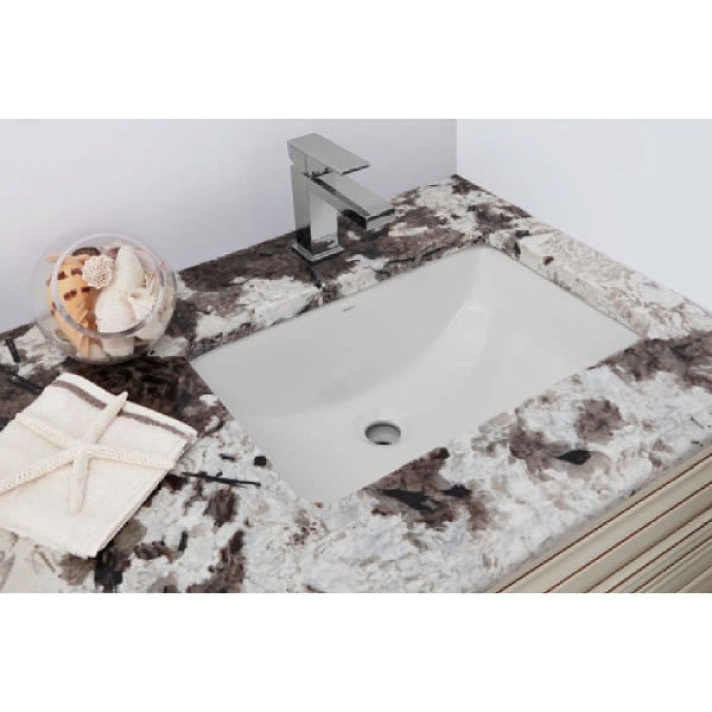 American Imaginations AI-34384 Rectangle White Ceramic Bathroom Undermount Sink with Enamel Glaze Finish