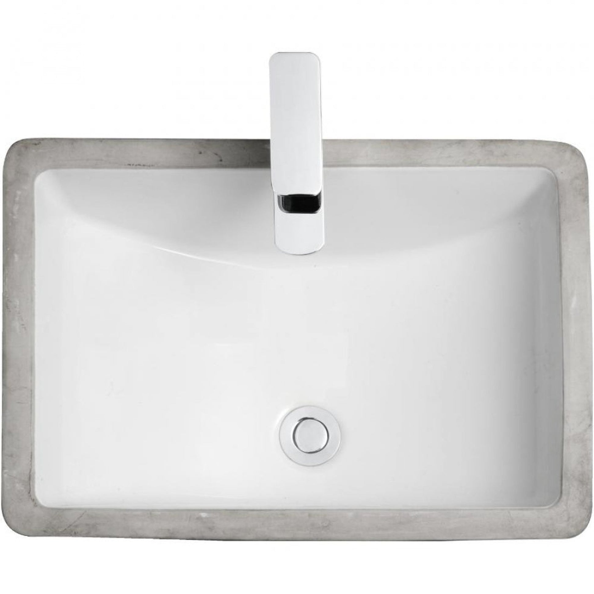 American Imaginations AI-34384 Rectangle White Ceramic Bathroom Undermount Sink with Enamel Glaze Finish