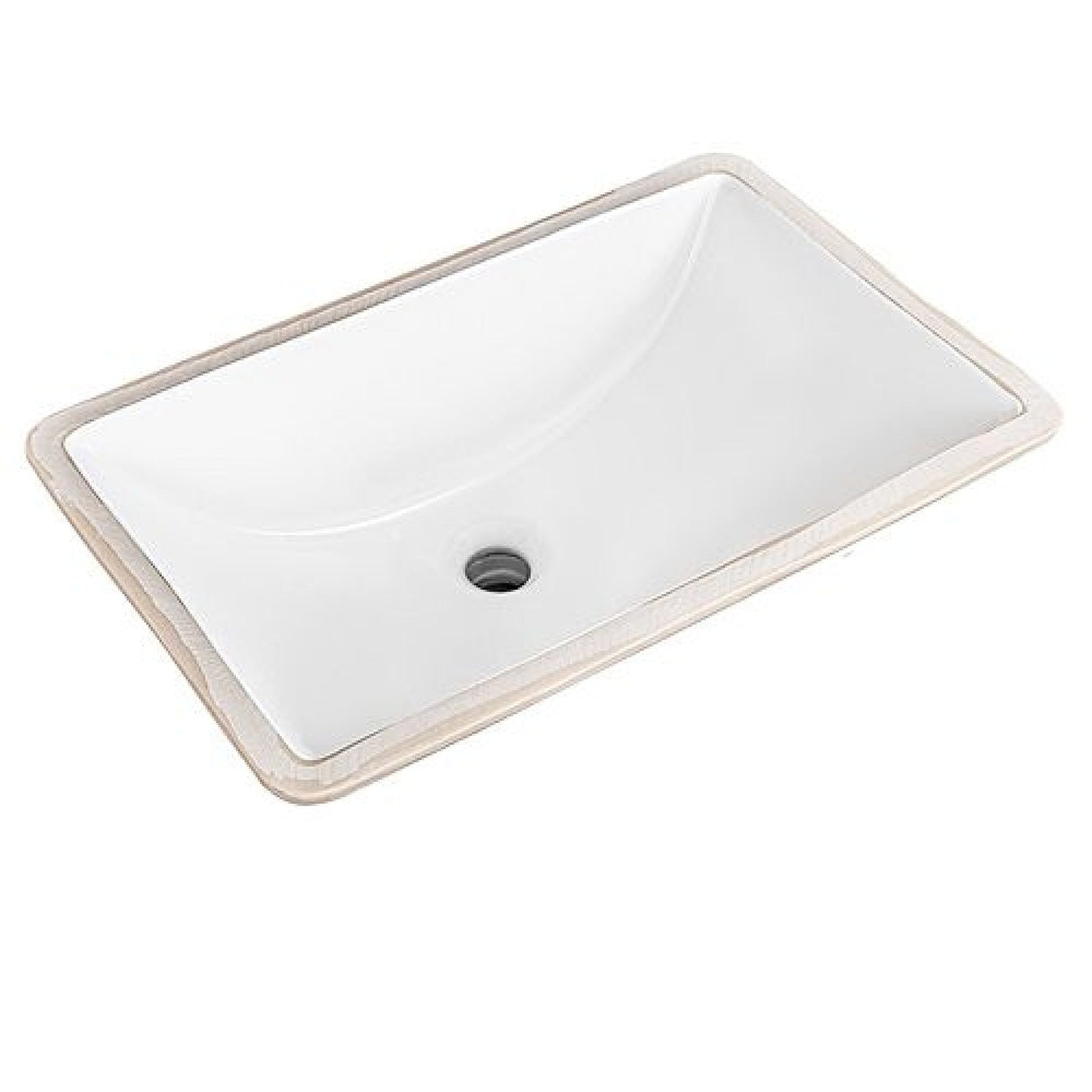 American Imaginations AI-34386 Rectangle White Ceramic Bathroom Undermount Sink with Enamel Glaze Finish