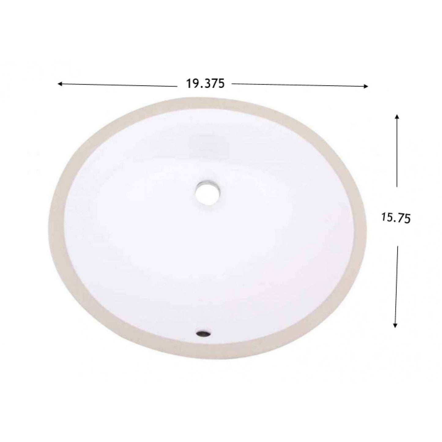 American Imaginations AI-34418 Oval White Ceramic Bathroom Undermount Sink with Enamel Glaze Finish