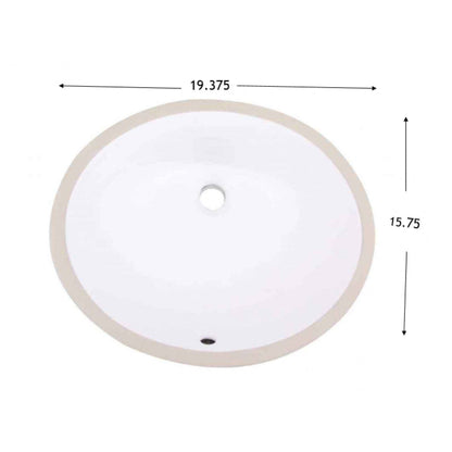 American Imaginations AI-34418 Oval White Ceramic Bathroom Undermount Sink with Enamel Glaze Finish