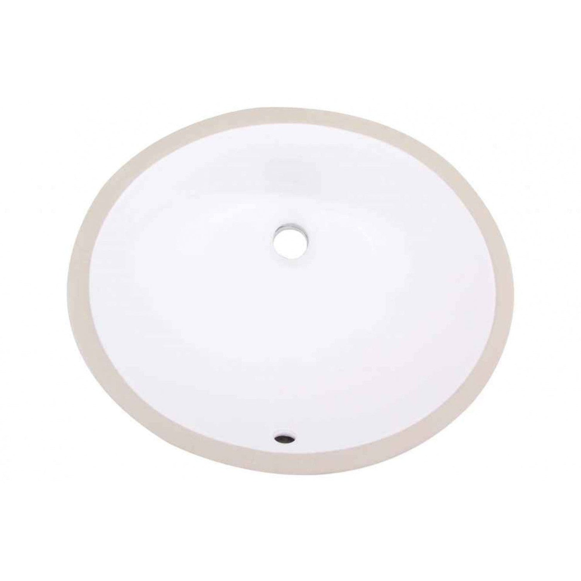 American Imaginations AI-34418 Oval White Ceramic Bathroom Undermount Sink with Enamel Glaze Finish