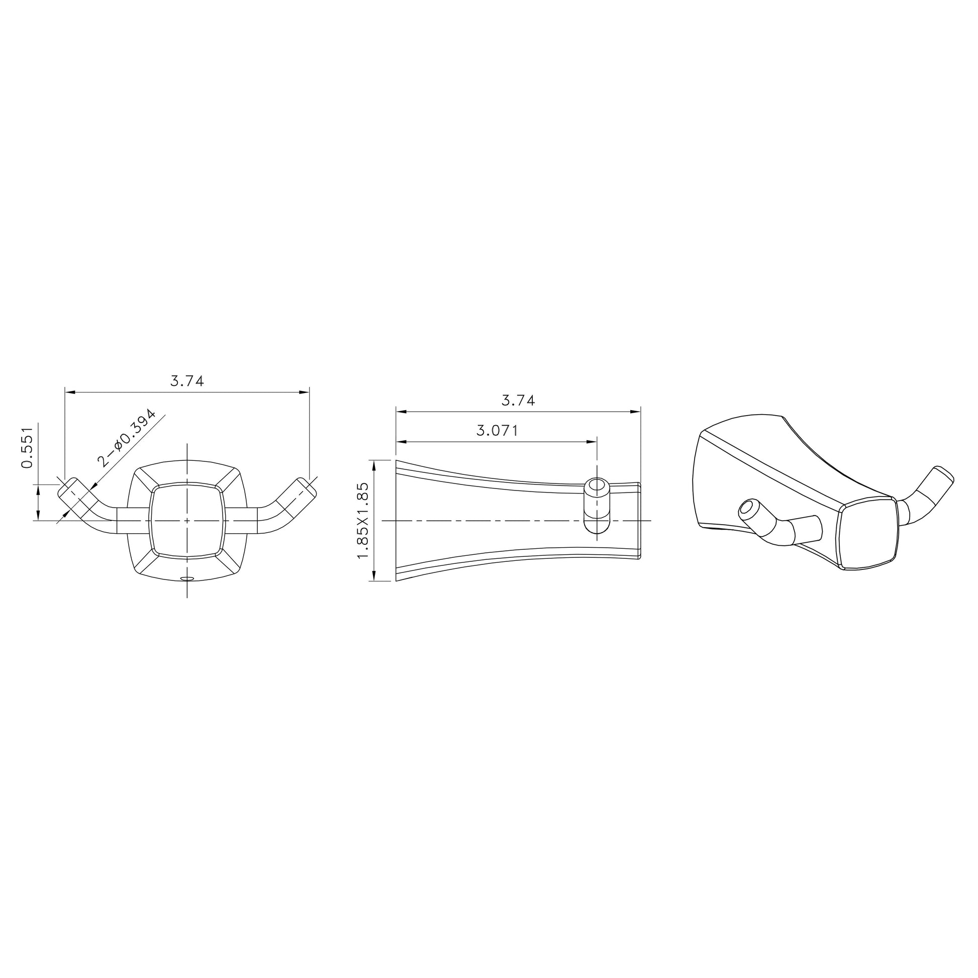 American Imaginations AI-34595 4" Chrome Rectangular Wall Mount Modern Robe Hook