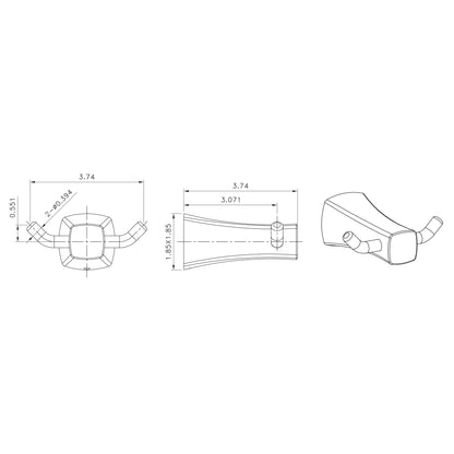 American Imaginations AI-34595 4" Chrome Rectangular Wall Mount Modern Robe Hook