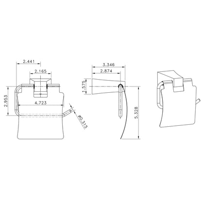 American Imaginations AI-34599 5" Chrome Rectangular Wall Mount Modern Toilet Paper Roll Holder