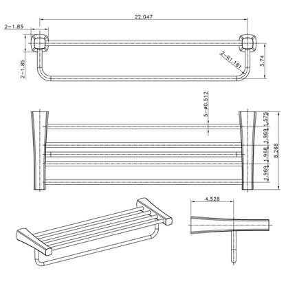 American Imaginations AI-34606 24" Chrome Rectangular Wall Mount Modern Towel Bar