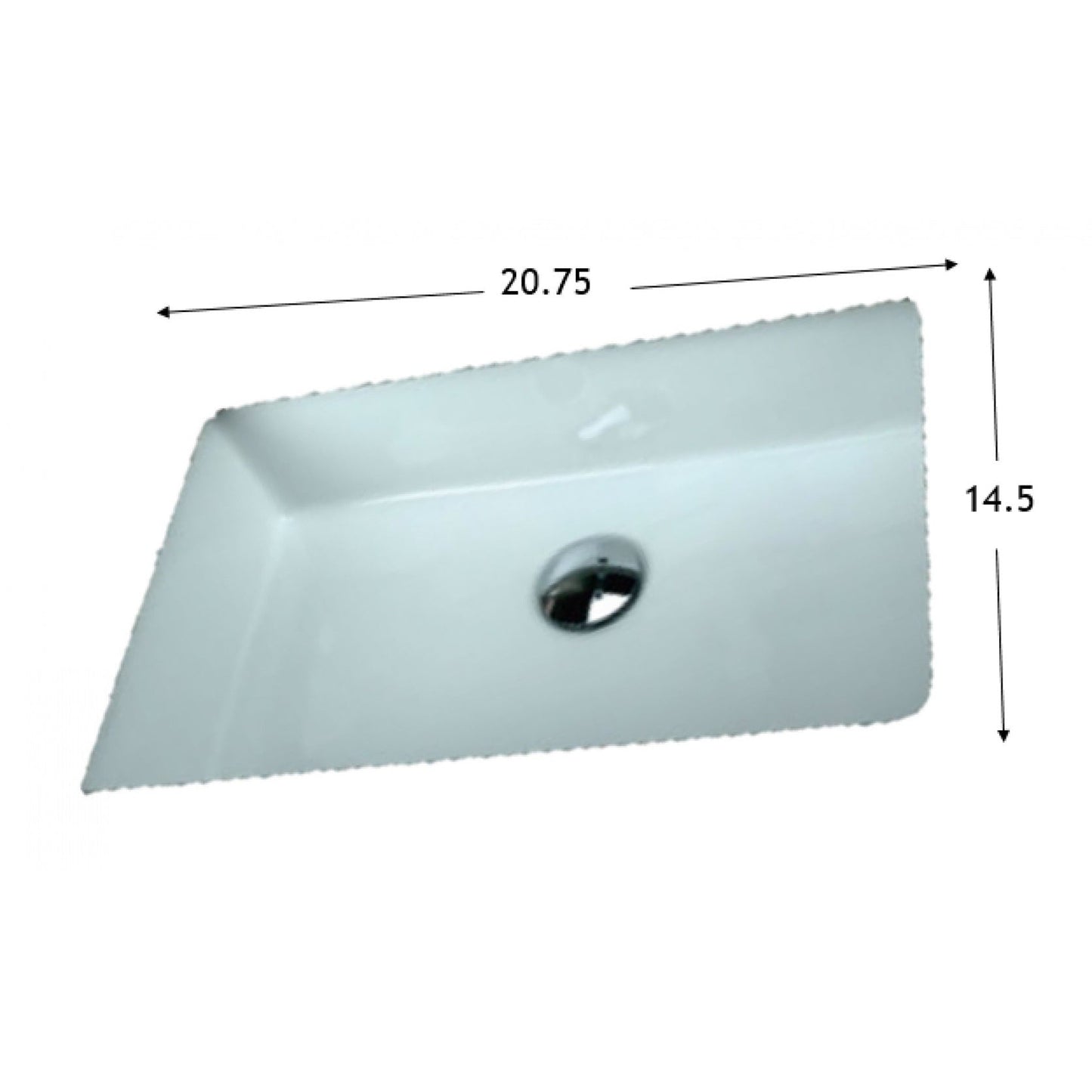 American Imaginations AI-34616 Rectangle White Ceramic Bathroom Undermount Sink with Enamel Glaze Finish