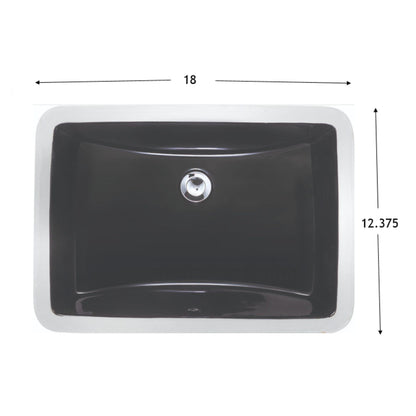 American Imaginations AI-34629 Rectangle Black Ceramic Bathroom Undermount Sink with Enamel Glaze Finish