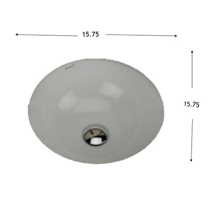 American Imaginations AI-34633 Round White Ceramic Bathroom Undermount Sink with Enamel Glaze Finish