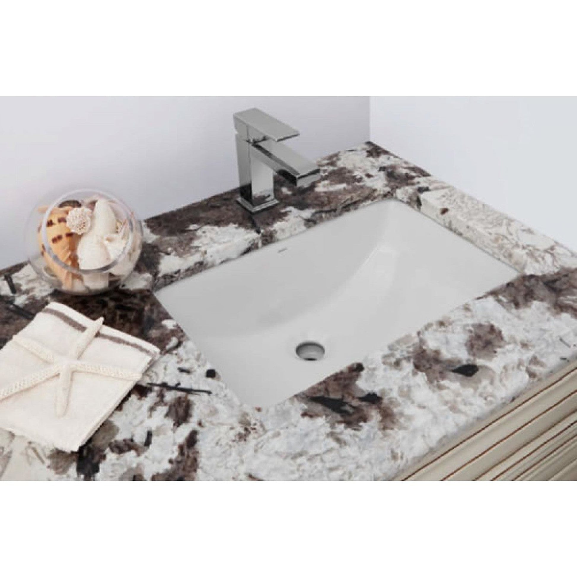American Imaginations AI-36054 Rectangle White Ceramic Bathroom Undermount Sink with Enamel Glaze Finish