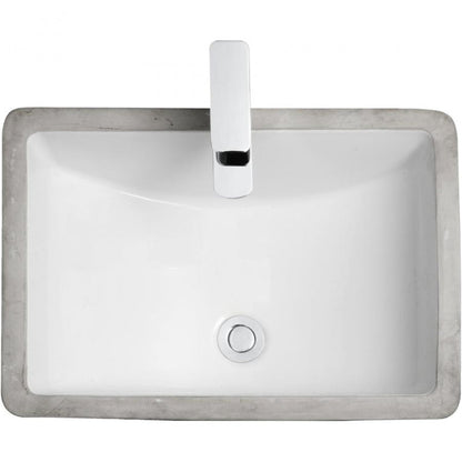 American Imaginations AI-36054 Rectangle White Ceramic Bathroom Undermount Sink with Enamel Glaze Finish