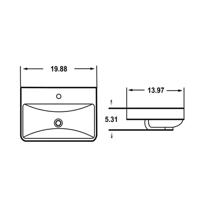 American Imaginations AI-36074 20" Rectangle Enamel Glaze White Ceramic Transitional