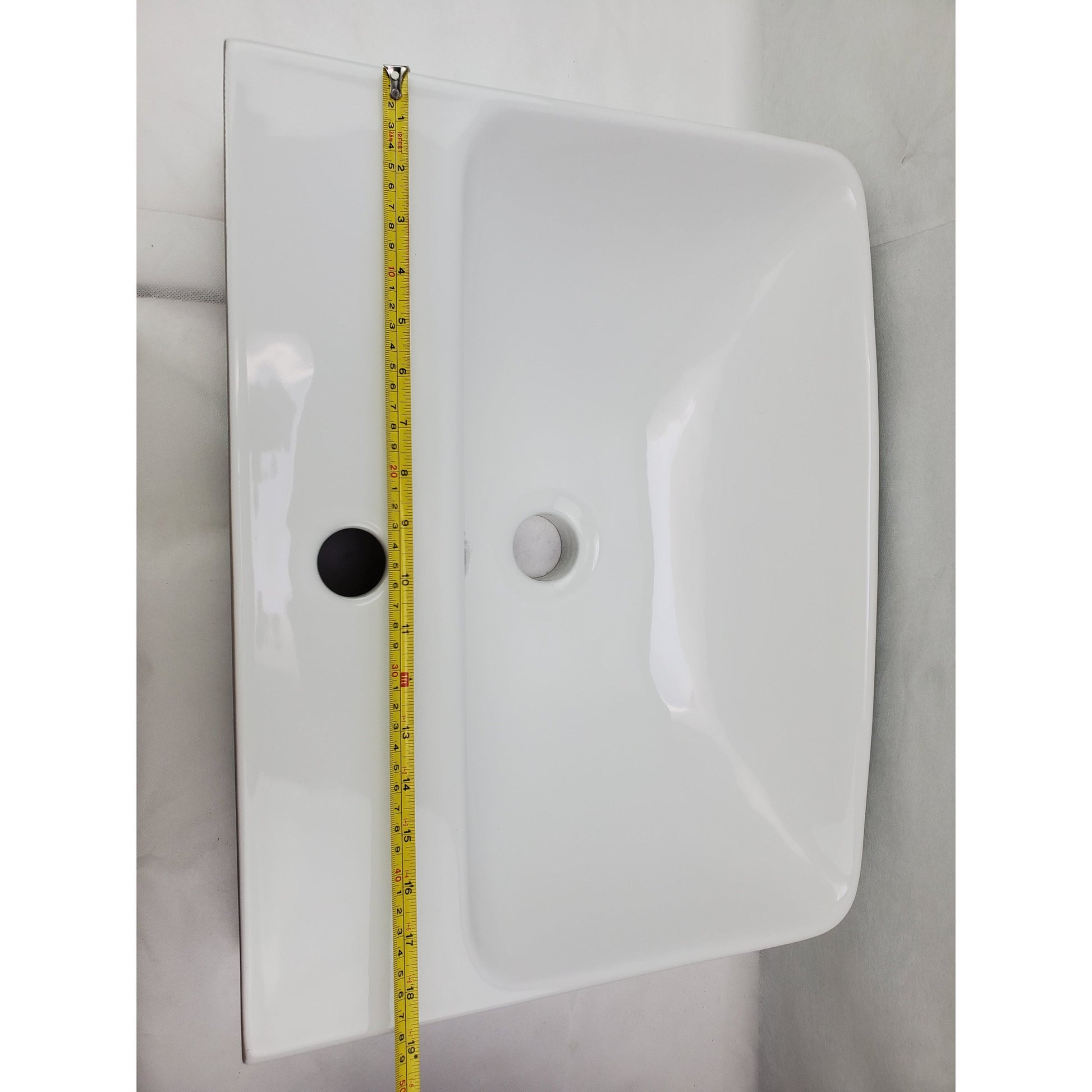 American Imaginations AI-36074 20" Rectangle Enamel Glaze White Ceramic Transitional