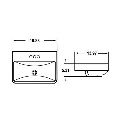 American Imaginations AI-36075 20" Rectangle Enamel Glaze White Ceramic Transitional