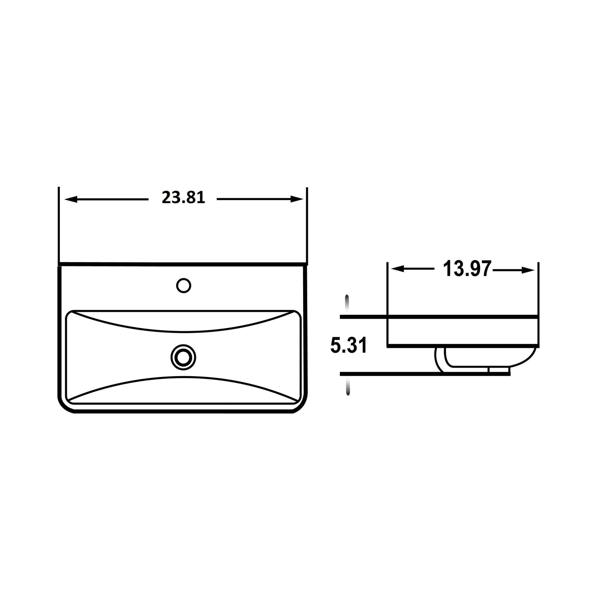American Imaginations AI-36077 24" Rectangle Enamel Glaze White Ceramic Transitional