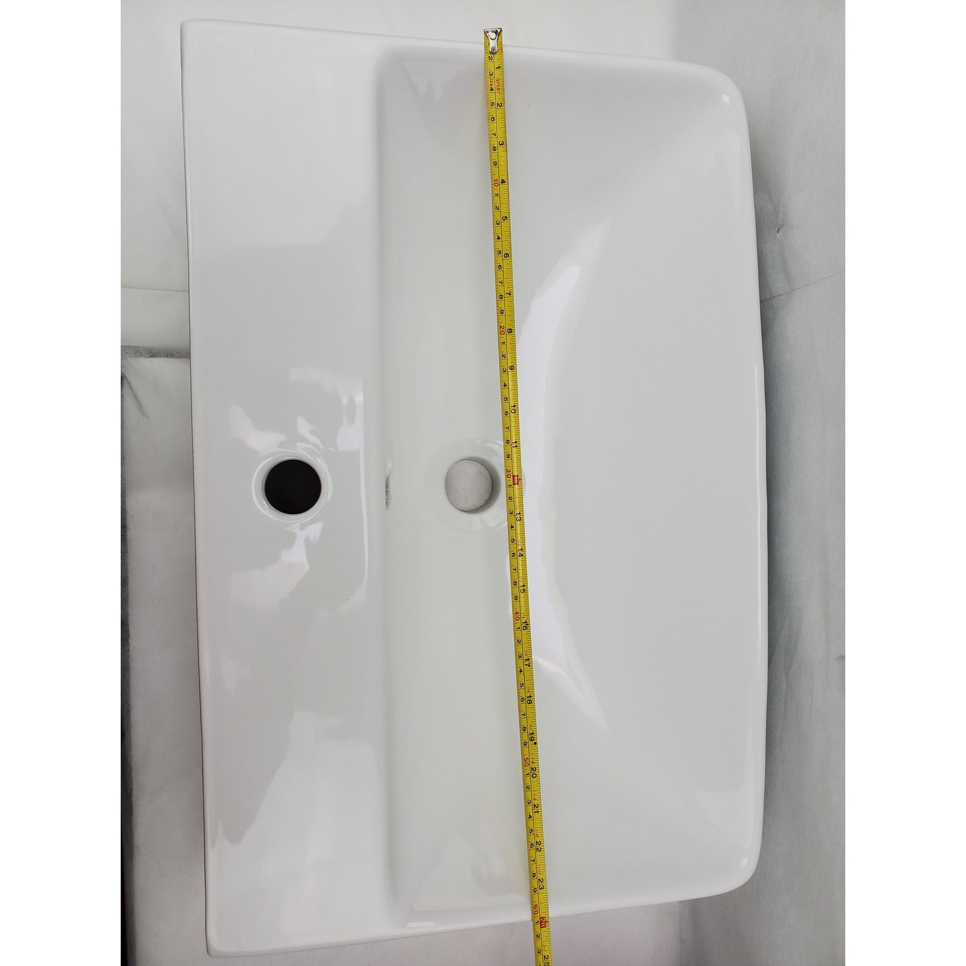 American Imaginations AI-36077 24" Rectangle Enamel Glaze White Ceramic Transitional
