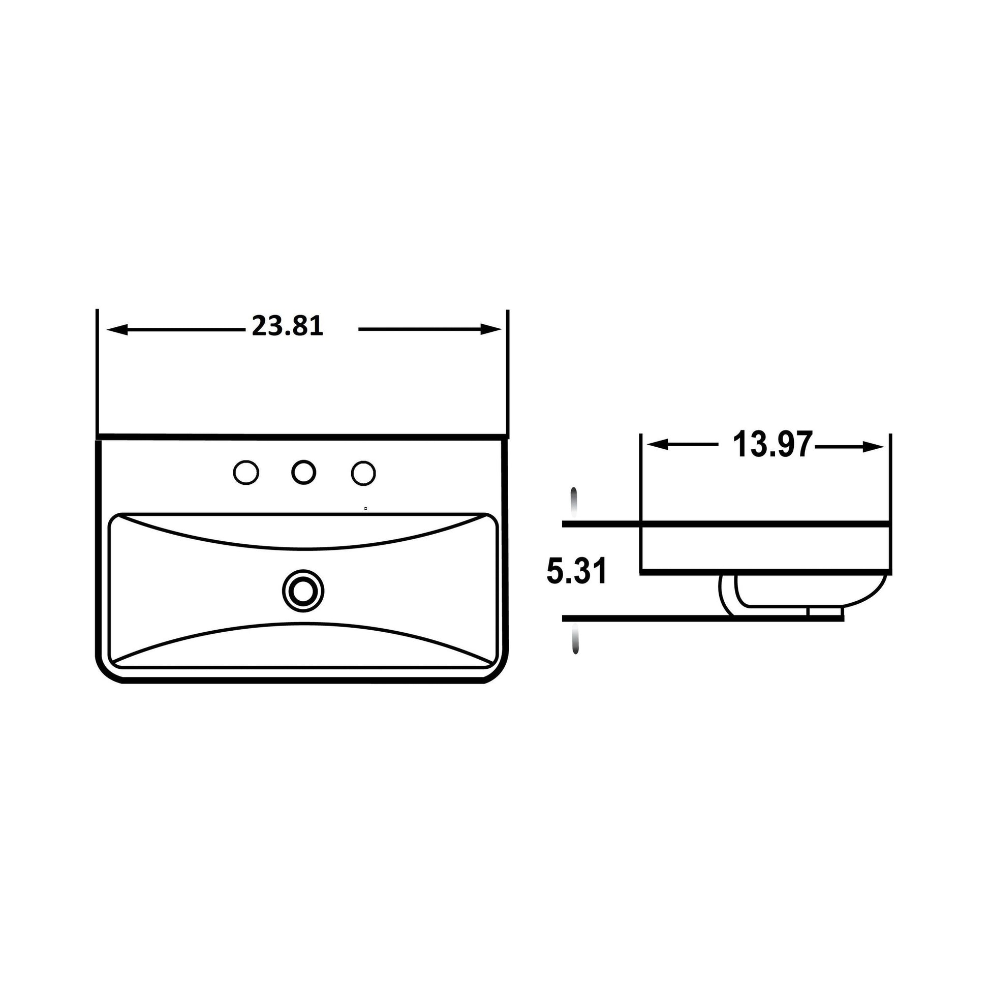 American Imaginations AI-36079 24" Rectangle Enamel Glaze White Ceramic Transitional