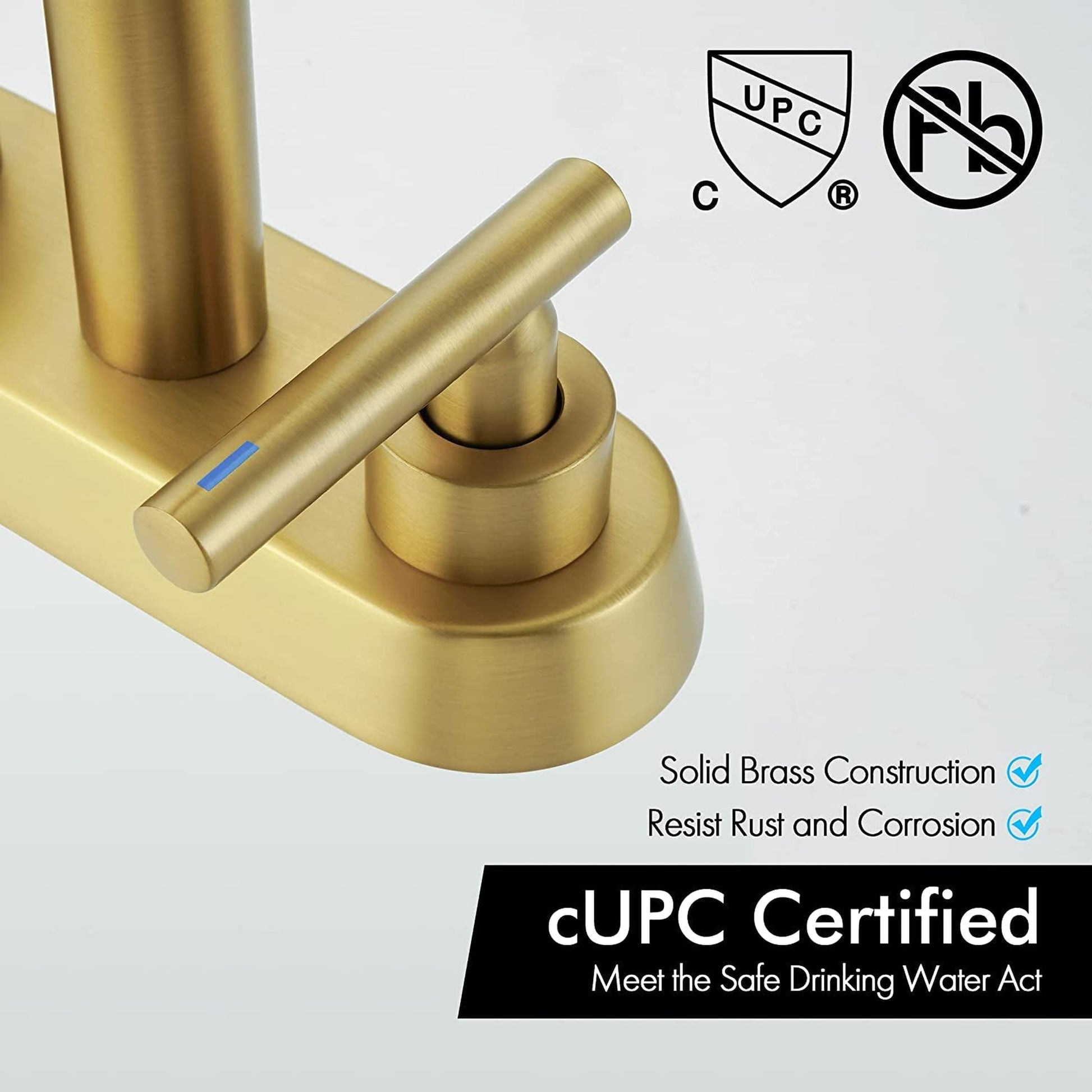 American Imaginations AI-36082 Rectangle Brushed Brass Lead Free Brass Bathroom Sink Faucet with Brass Finish