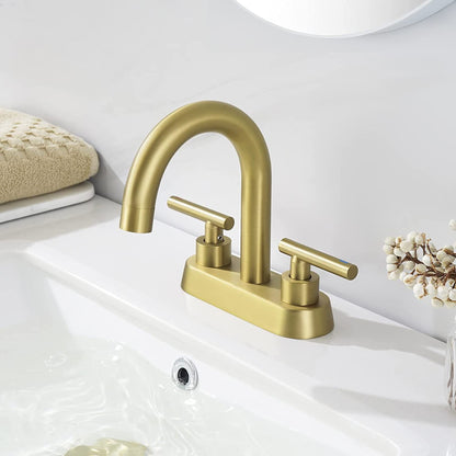 American Imaginations AI-36082 Rectangle Brushed Brass Lead Free Brass Bathroom Sink Faucet with Brass Finish