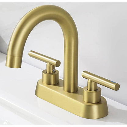 American Imaginations AI-36082 Rectangle Brushed Brass Lead Free Brass Bathroom Sink Faucet with Brass Finish