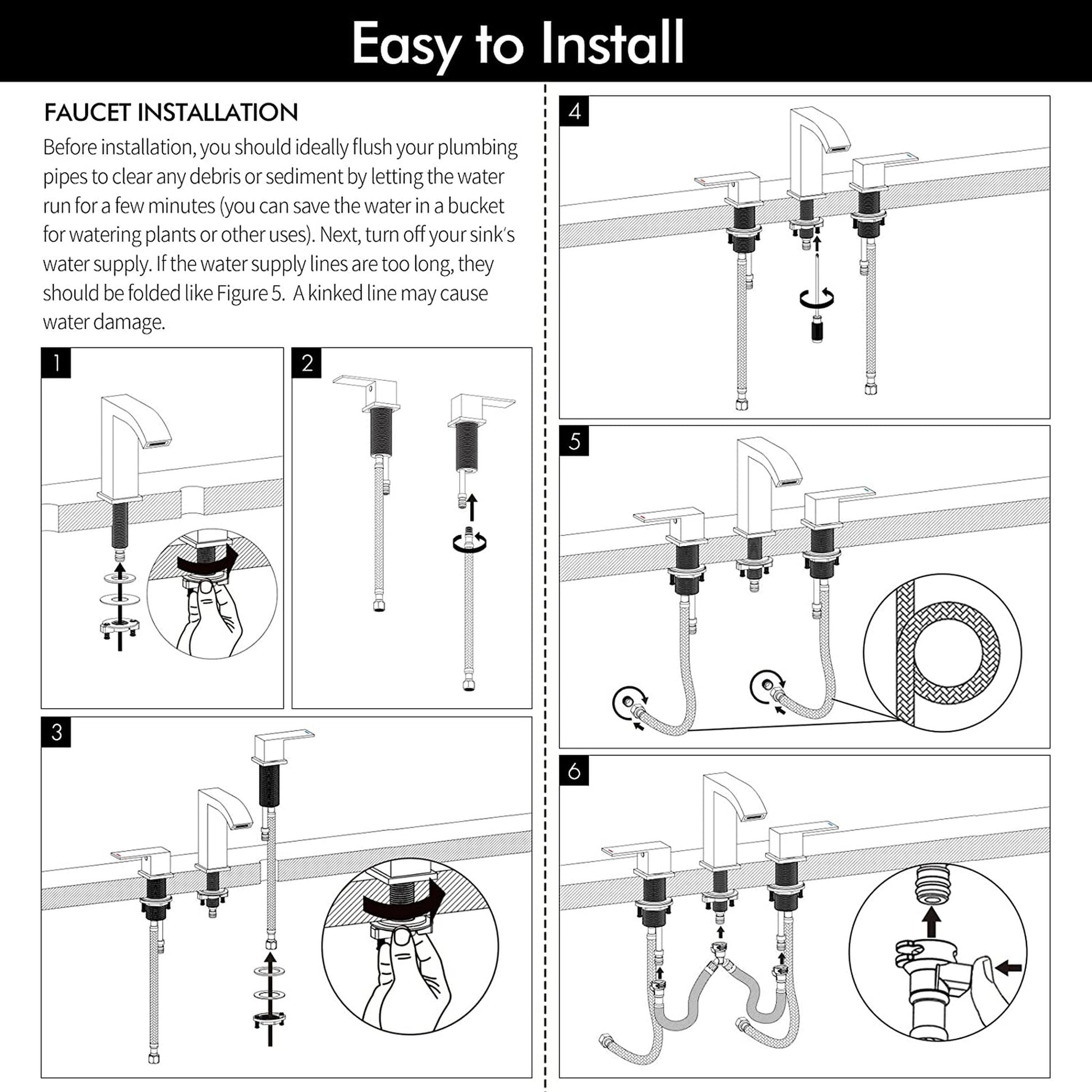 American Imaginations AI-36102 Square Black Stainless Steel Bathroom Sink Faucet with Matte Finish