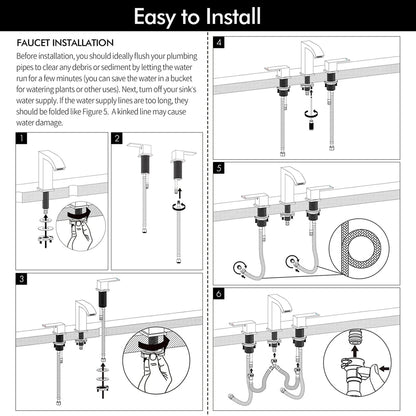 American Imaginations AI-36102 Square Black Stainless Steel Bathroom Sink Faucet with Matte Finish
