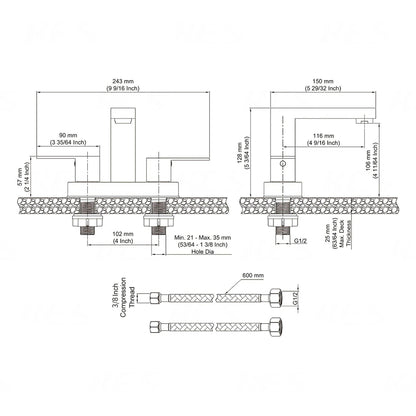 American Imaginations AI-36102 Square Black Stainless Steel Bathroom Sink Faucet with Matte Finish
