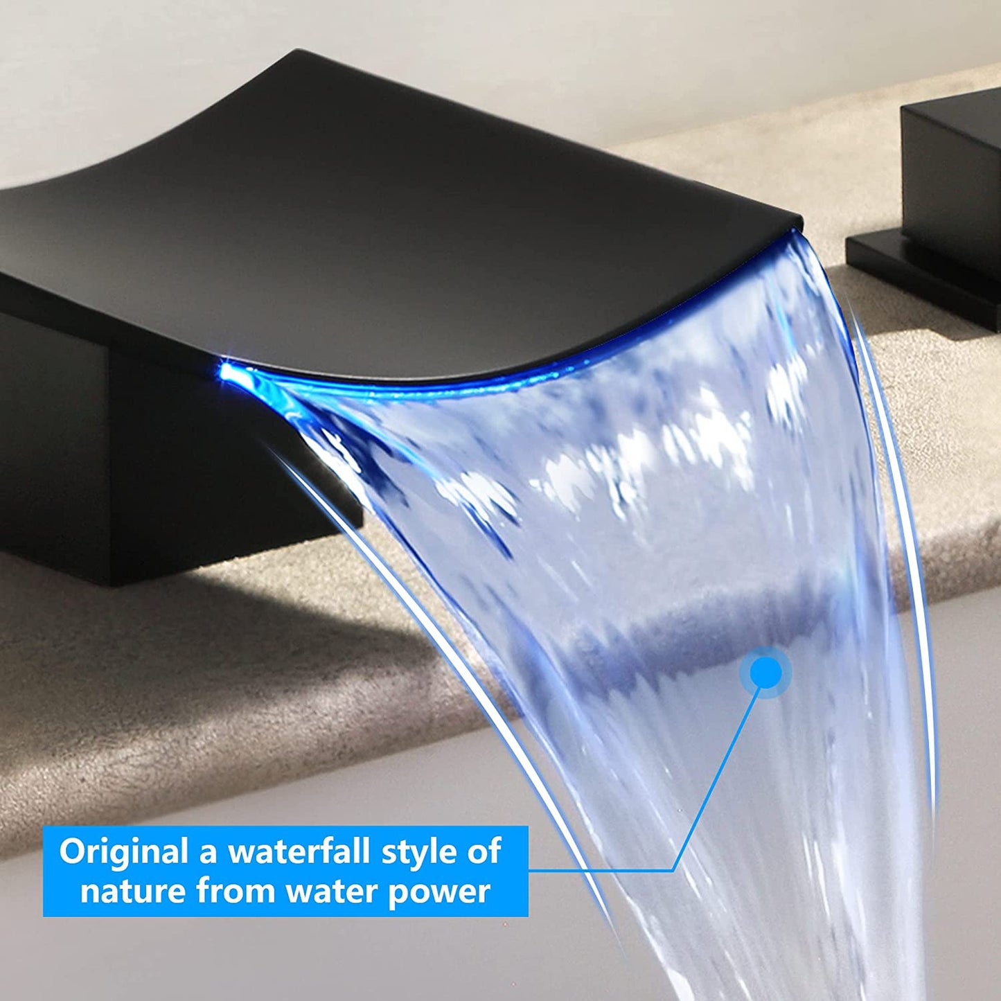 American Imaginations AI-36105 Square Black Metal Bathroom Sink Faucet with Black Finish