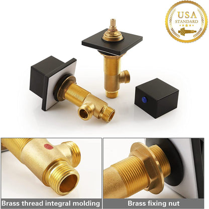 American Imaginations AI-36105 Square Black Metal Bathroom Sink Faucet with Black Finish