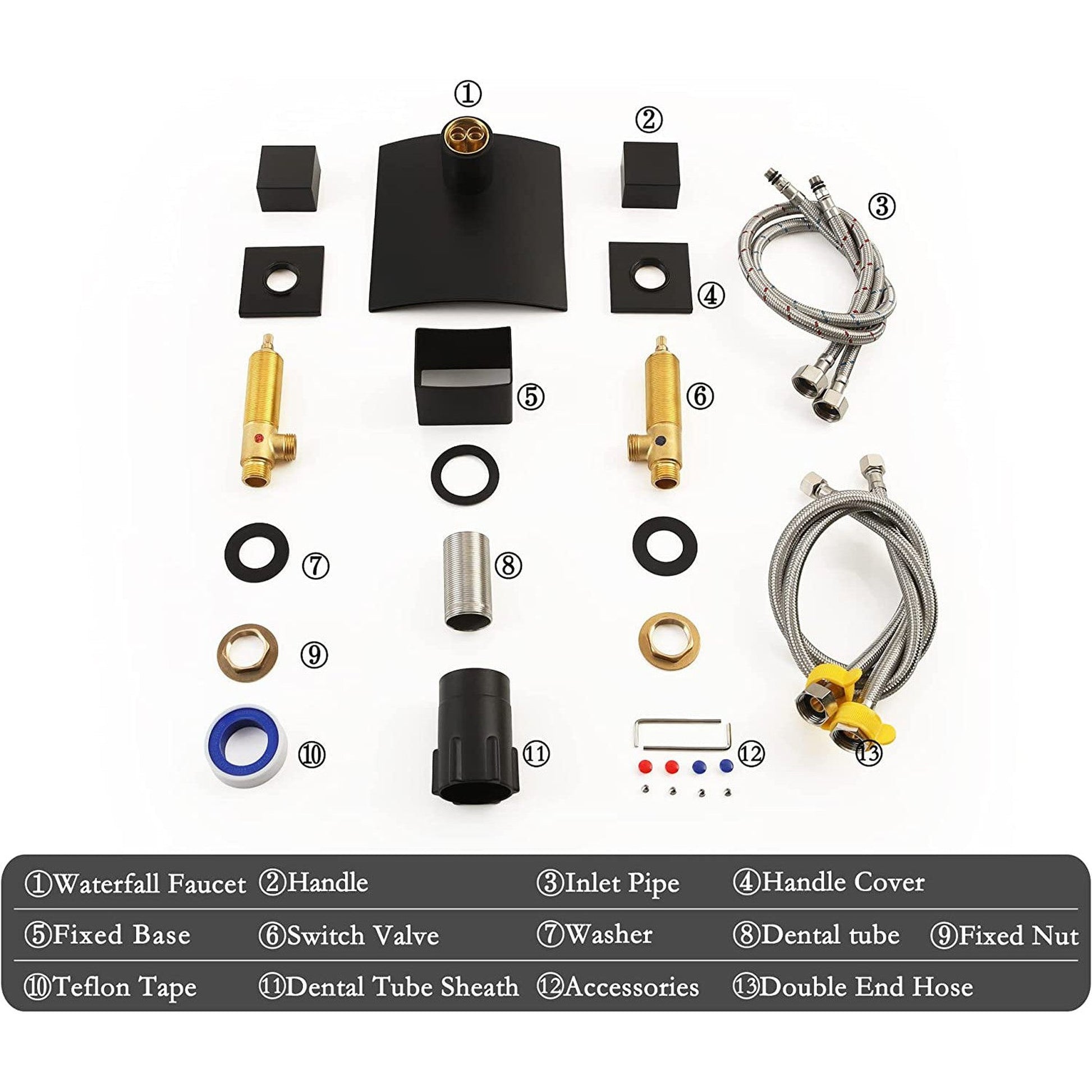 American Imaginations AI-36105 Square Black Metal Bathroom Sink Faucet with Black Finish