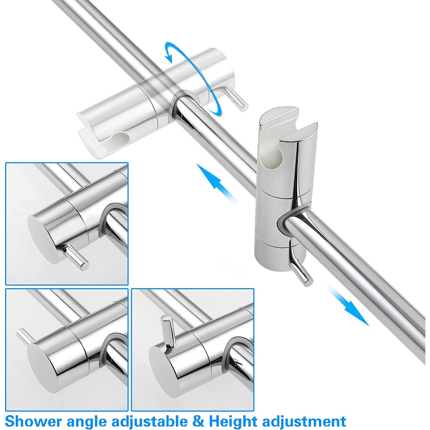 American Imaginations AI-36125 5" Chrome Rectangular Wall Mount Modern Shower Slide Bar